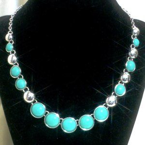 💖 Turquoise and Silver Necklace 16 in./ N48